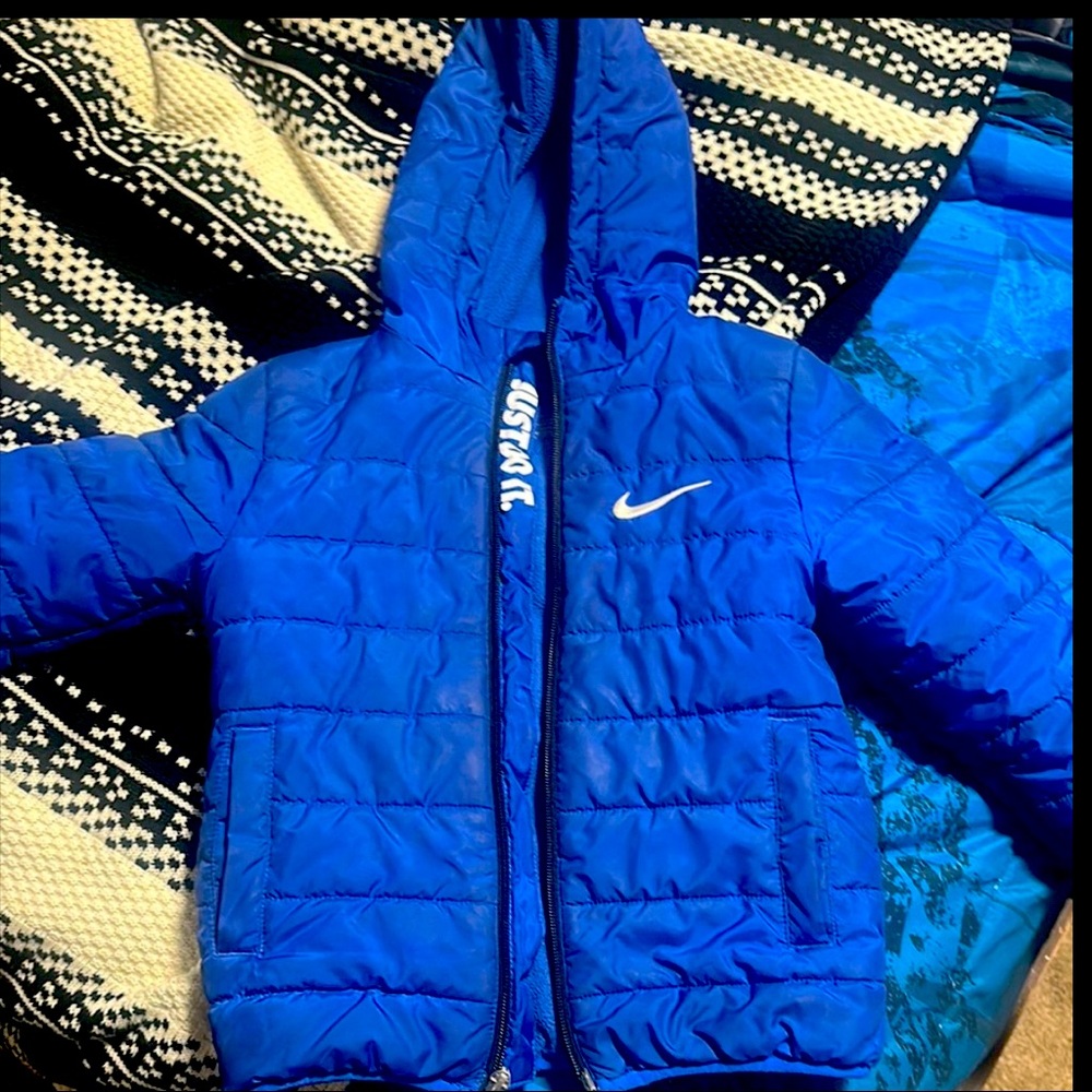 Nike Blue Puffer Jacket with Hood